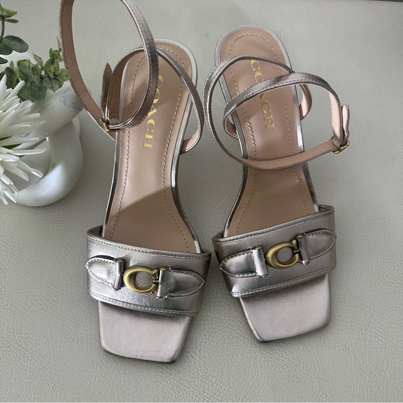 COACH Kyra Metallic Leather Sandal - Picture 7 of 16